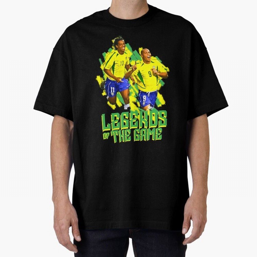 Ronaldinho and ronaldo brazil football print Oversized T-Shirt Celebrate Soccer Greatness during Match Day Hype around FIFA World Cup 2026 USA Canada Mexico, Cristiano Ronaldo, Haaland and CR7, Brazil, Worldwide Fan Energy, Dramatic Goals, Stadium