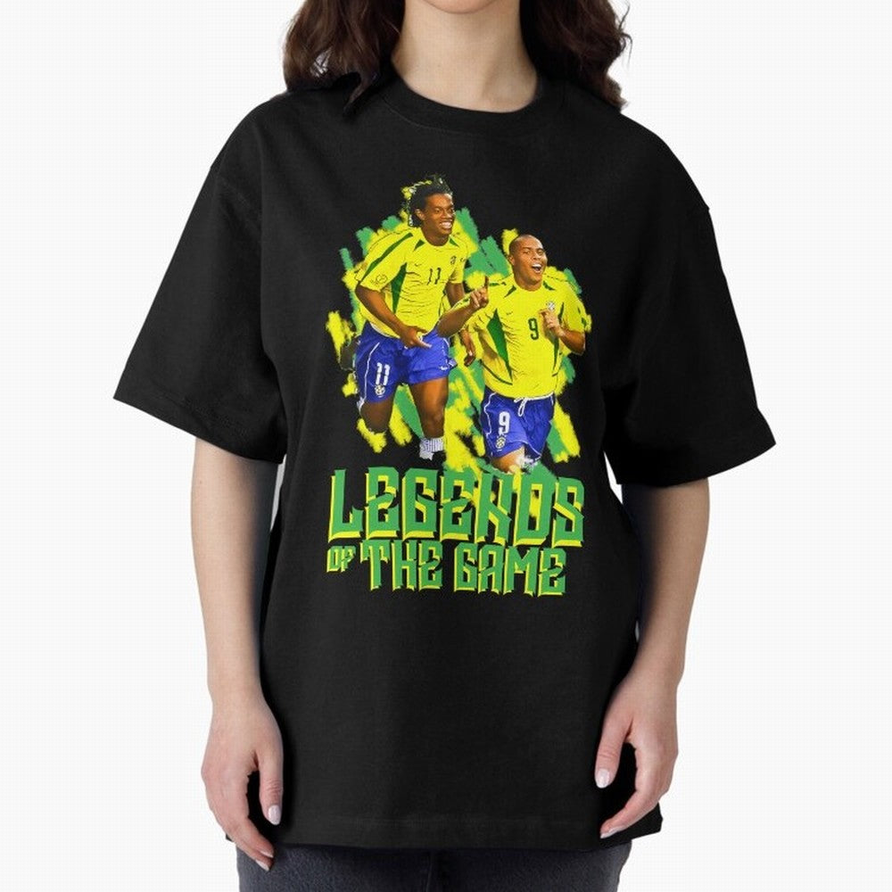 Ronaldinho and ronaldo brazil football print Oversized T-Shirt Celebrate Soccer Greatness during Match Day Hype around FIFA World Cup 2026 USA Canada Mexico, Cristiano Ronaldo, Haaland and CR7, Brazil, Worldwide Fan Energy, Dramatic Goals, Stadium