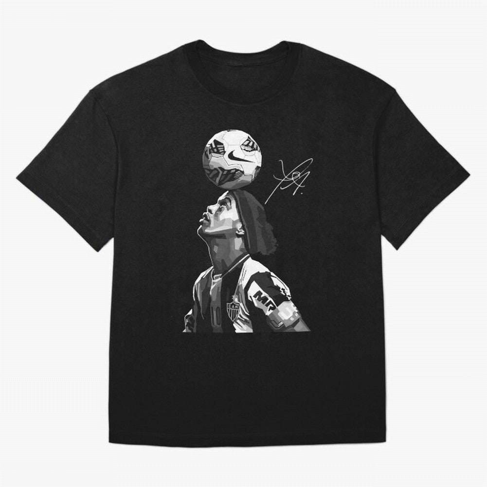 Ronaldinho Black and White Oversized T-Shirt Celebrate the Biggest Stage of FIFA World Cup 2026 USA Canada Mexico for Fans of Neymar and Netherlands, Bringing Championship Spirit, Famous Goals, Roaring Crowds and International Football Unity; Made