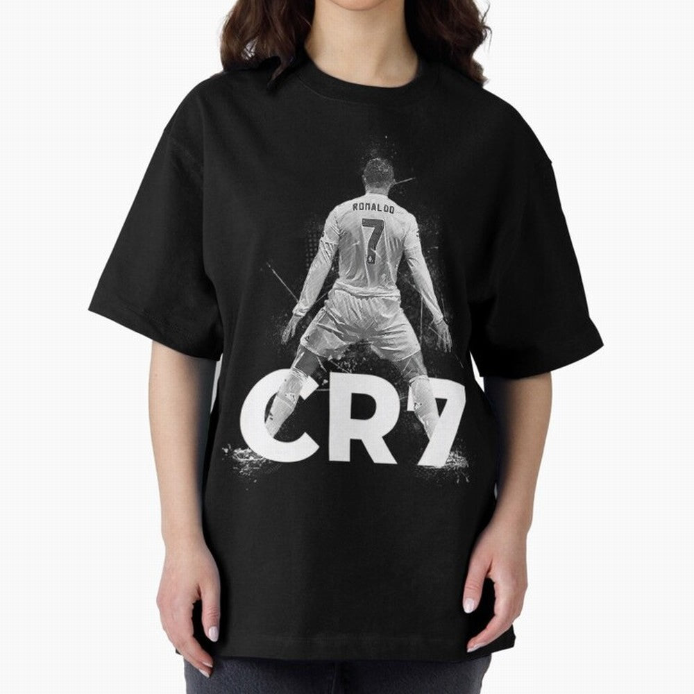 CR7 Ronaldo Celebration Artwork For Football Fans Gift For Soccer Enthusiasts Oversized T-Shirt Support the FIFA World Cup 2026 Journey through Cristiano Ronaldo, Haaland and CR7 Highlights, England, France and Netherlands Pride, Goal Celebration
