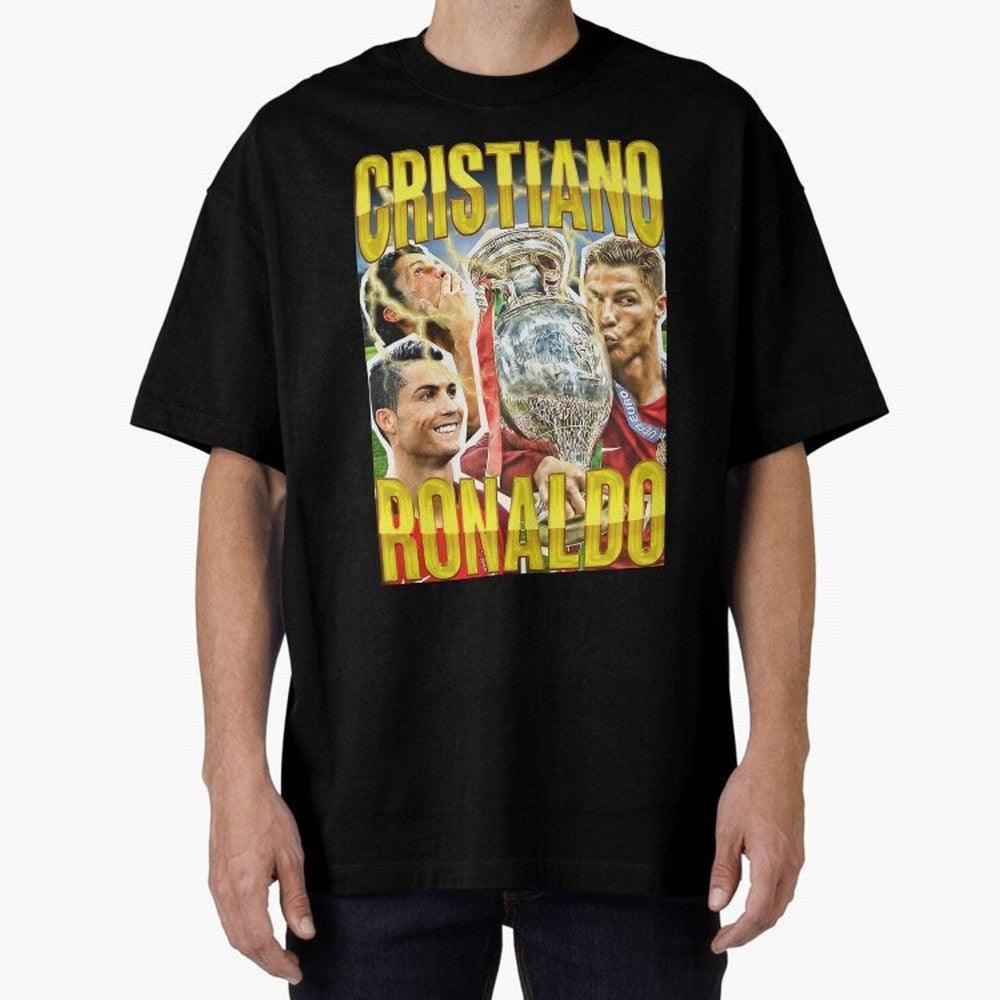 Ronaldo Siuuu Celebration Silhouette Design For Football Fans, Gift For Soccer Enthusiasts Oversized T-Shirt Represent Fans Who Live for FIFA World Cup 2026 for Fans of Haaland and Mbappe and Germany, Bringing Retro Football Energy, Iconic