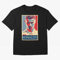 Ronaldo Poster Style Pop Art Design For Football Fans Gift For Soccer Enthusiasts Oversized T-Shirt Keep the Legacy of the FIFA World Cup 2026 Journey through Messi and Cristiano Ronaldo Highlights, Spain and Netherlands Pride, Tournament Hype,
