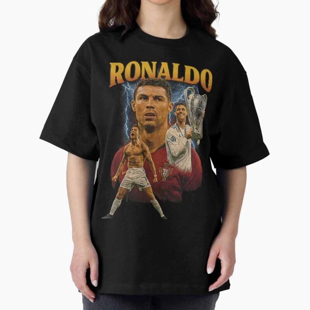 Ronaldo Champion Victory Design For Football Fans Gift For Soccer Supporters Oversized T-Shirt Feel FIFA World Cup 2026 USA Canada Mexico Built around Neymar, Spain Energy, Sports Nostalgia, International Competition, Famous Players and