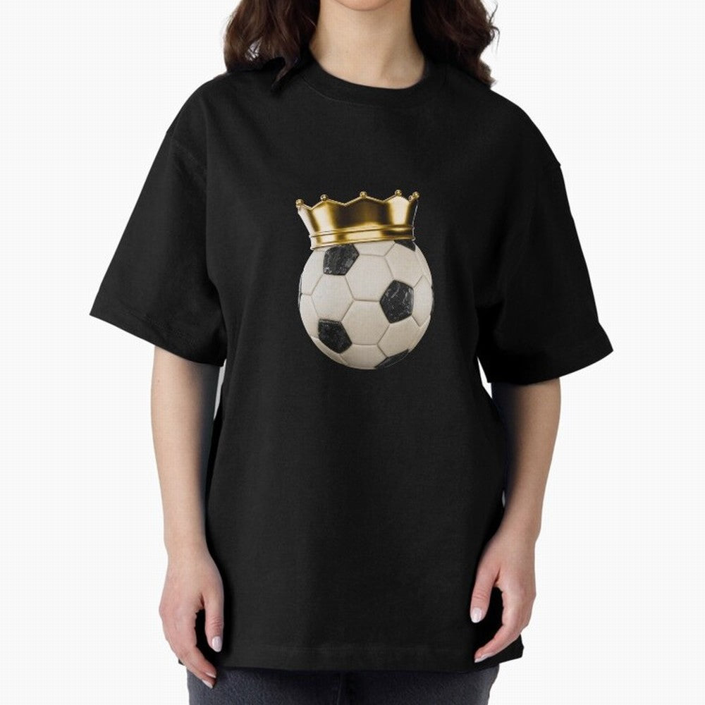 Soccer Ball with Kings Crown, Sticker Illustration Oversized T-Shirt Bring Home Match Day Hype around FIFA World Cup 2026, Mbappe, Argentina and Brazil, Stadium Chants, National Pride, Trophy Dreams and Unforgettable Football Memories; Built for