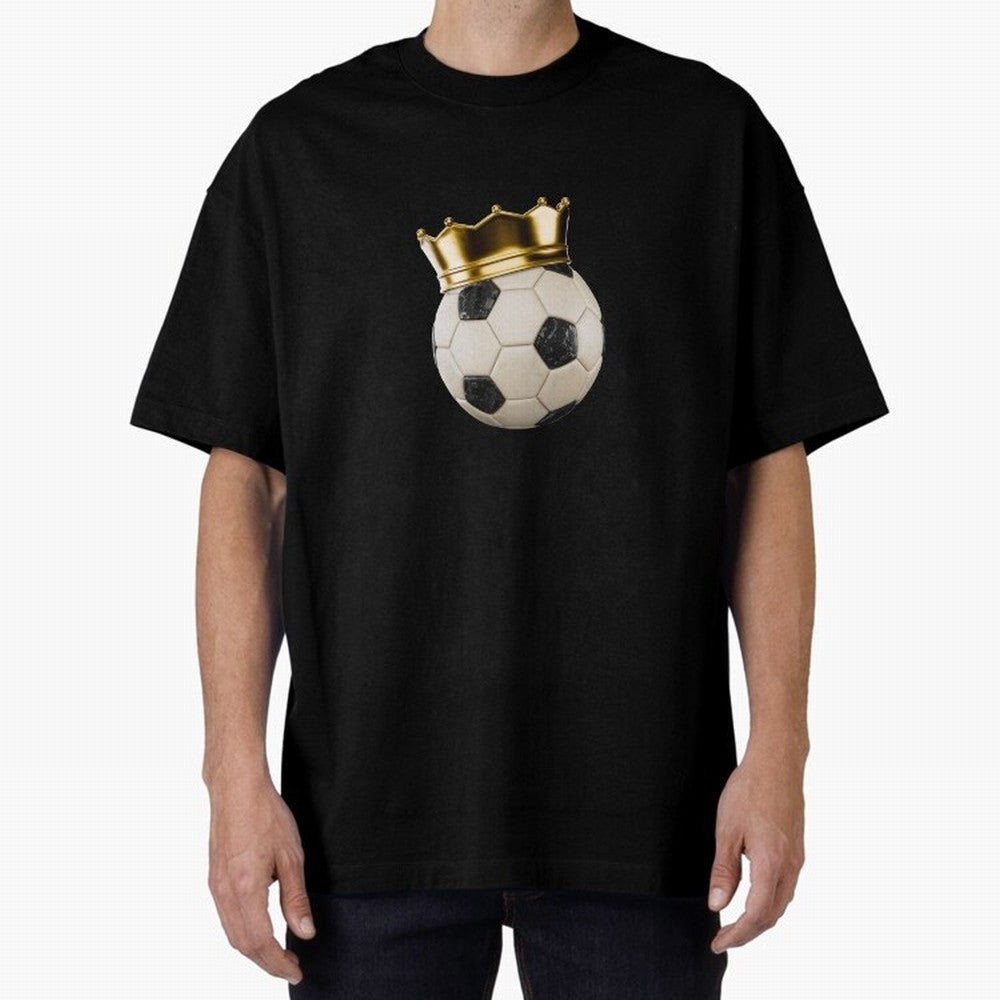 Soccer Ball with Kings Crown, Sticker Illustration Oversized T-Shirt Bring Home Match Day Hype around FIFA World Cup 2026, Mbappe, Argentina and Brazil, Stadium Chants, National Pride, Trophy Dreams and Unforgettable Football Memories; Built for
