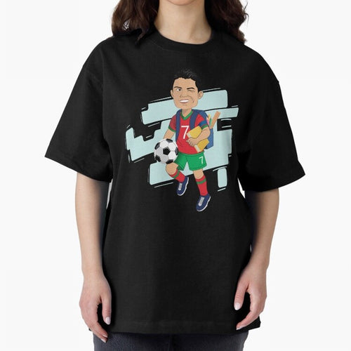 BACK TO SCHOOL - CARICATURE - CHRISTIANO - RONALDO Oversized T-Shirt Relive FIFA World Cup 2026 Group Stage Spirit, with France, Haaland, Match Day Excitement, Supporter Culture, Golden Goals and Global Football Passion; Ideal for Football Dads,