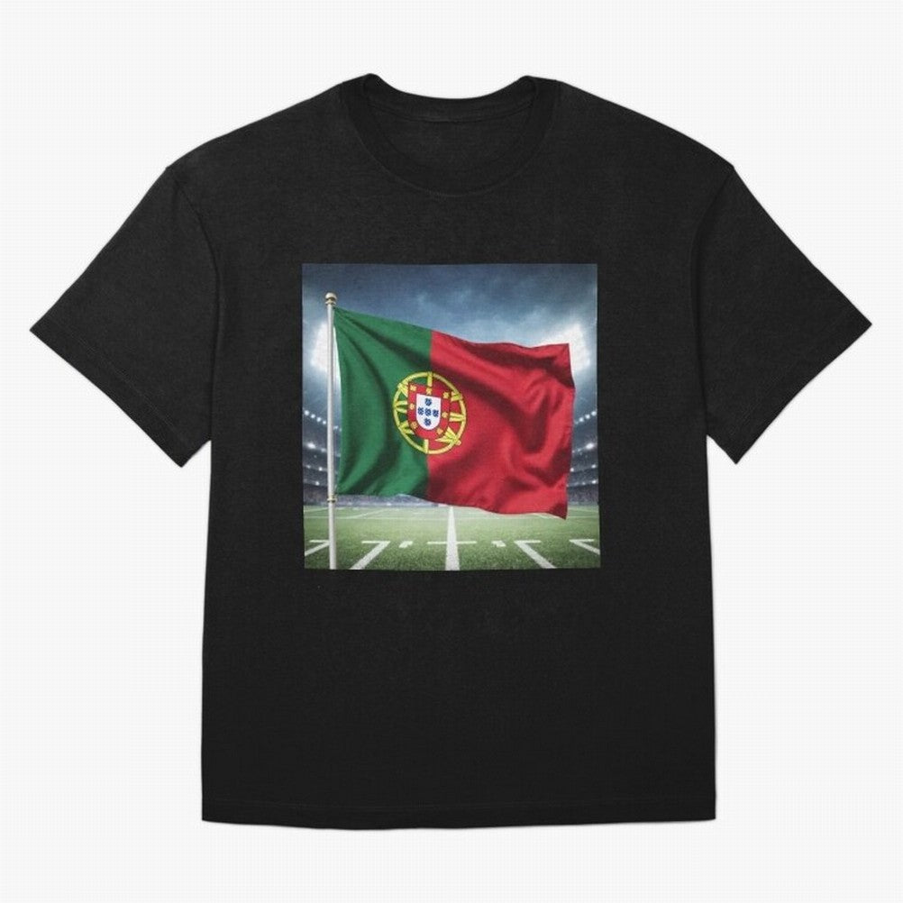 Portugal Flag 3D Football Design ¨C Supporters Portugal Oversized T-Shirt Back Your Heroes with FIFA World Cup 2026 Group Stage for Fans of Cristiano Ronaldo and Germany, Bringing Sports Nostalgia, International Competition, Famous Players and
