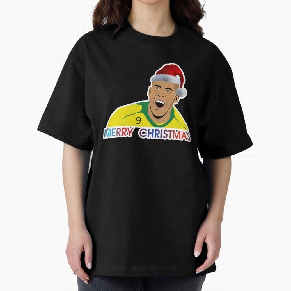 Ronaldo Christmas illustration Oversized T-Shirt Experience Global Football Passion for FIFA World Cup 2026, Capturing Messi, Neymar and Mbappe, England, Soccer Culture, Superstar Moments, National Team Dreams and Competitive Fire; Great for Watch