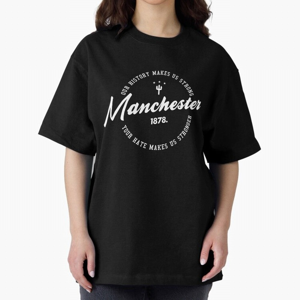 Mancester United Quotes Oversized T-Shirt Honor the Beautiful Game during FIFA World Cup 2026 USA Canada Mexico Spirit, Connected to Spain and Netherlands, Messi, CR7 and Mbappe, Global Supporter Spirit, Legendary Goals, National Colors and