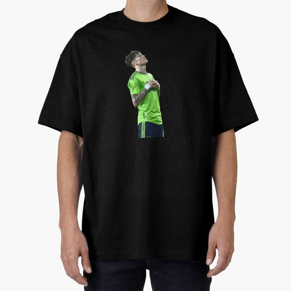 Alejandro Garnacho Oversized T-Shirt Elevate Global Football Passion for FIFA World Cup 2026 USA Canada Mexico, Centered on Haaland, France and Portugal, Vintage Soccer Flavor, Modern Football Stars, National Flags and Final Night Emotion; Made for