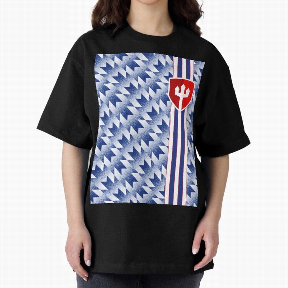 Manchester United 94 Away Jersey Pattern Oversized T-Shirt Feel the Trophy Chase of FIFA World Cup 2026 USA Canada Mexico Inspired by Messi, Portugal, Spain and Germany Energy, Retro Football Energy, Iconic Rivalries, Trophy Chase Drama and Stadium