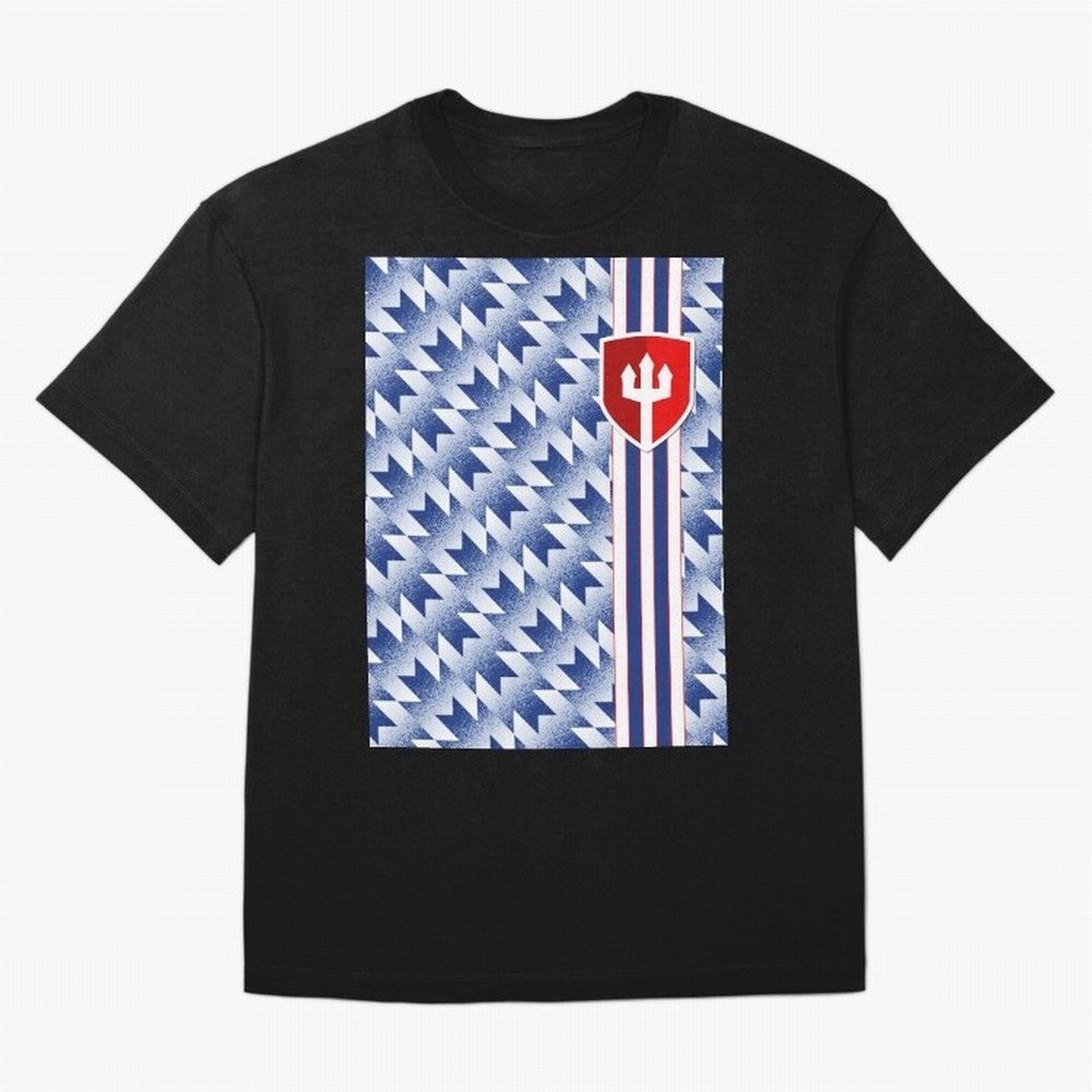 Manchester United 94 Away Jersey Pattern Oversized T-Shirt Feel the Trophy Chase of FIFA World Cup 2026 USA Canada Mexico Inspired by Messi, Portugal, Spain and Germany Energy, Retro Football Energy, Iconic Rivalries, Trophy Chase Drama and Stadium