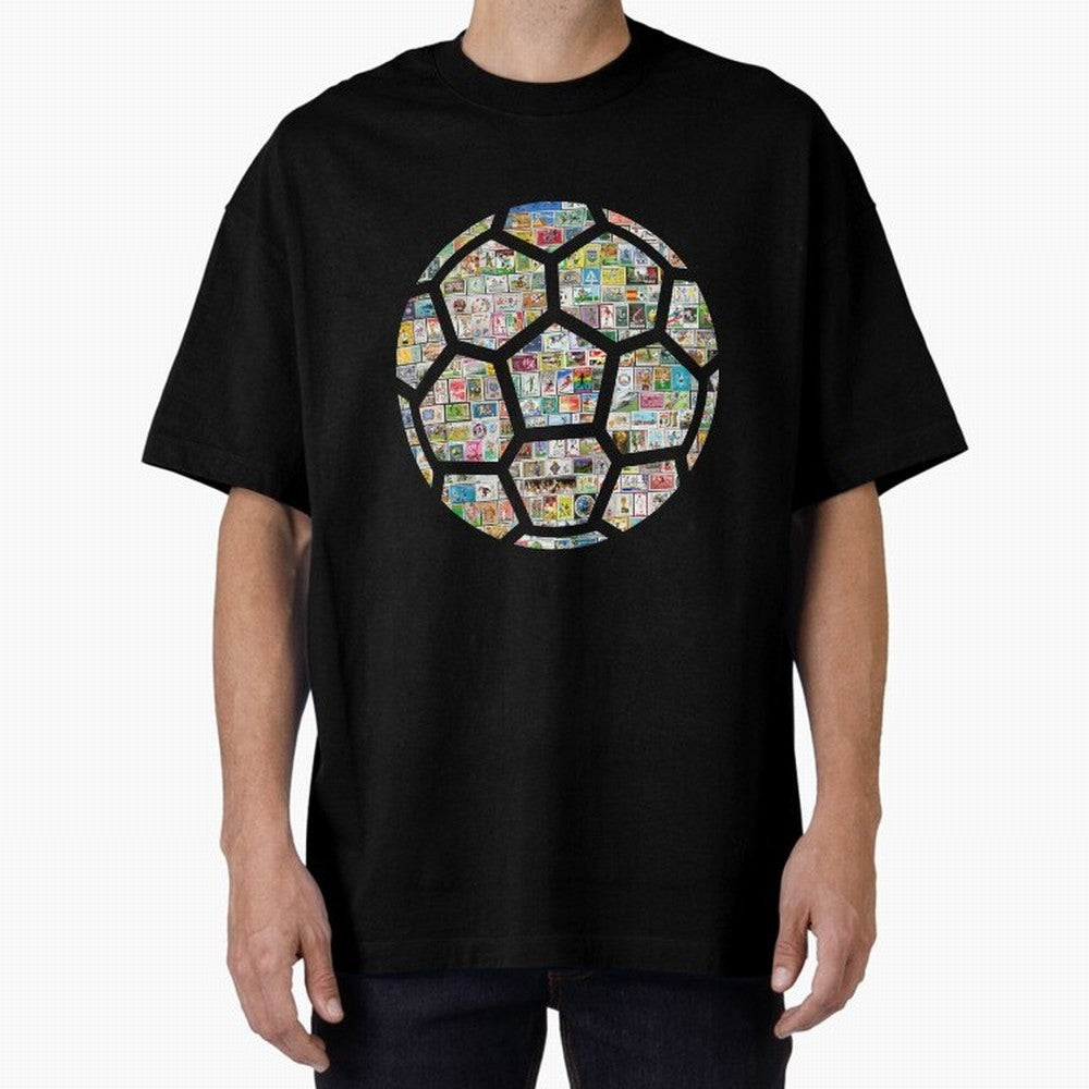 Philately Soccer Ball Oversized T-Shirt Feel Match Day Hype around FIFA World Cup 2026 USA Canada Mexico, Messi, Argentina, France and Brazil, Football Festival Excitement, Trophy Ambitions, Country Rivalries and Star Player Buzz; Great for Watch