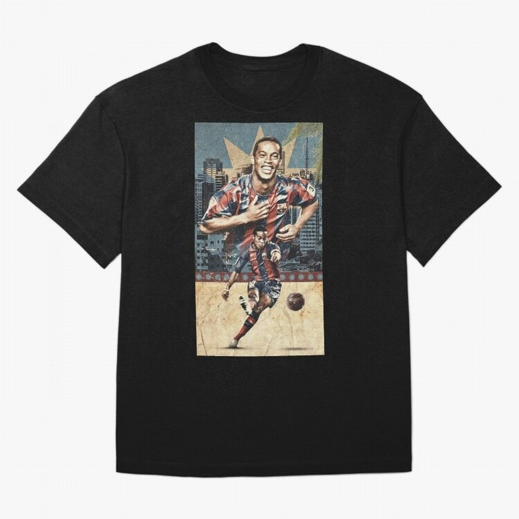 Ronaldinho Design Oversized T-Shirt Represent Football Lovers during FIFA World Cup 2026 Group Stage Highlighting CR7 and Messi, England Energy, Sports Nostalgia, International Competition, Famous Players and Unforgettable Victories; Ideal for