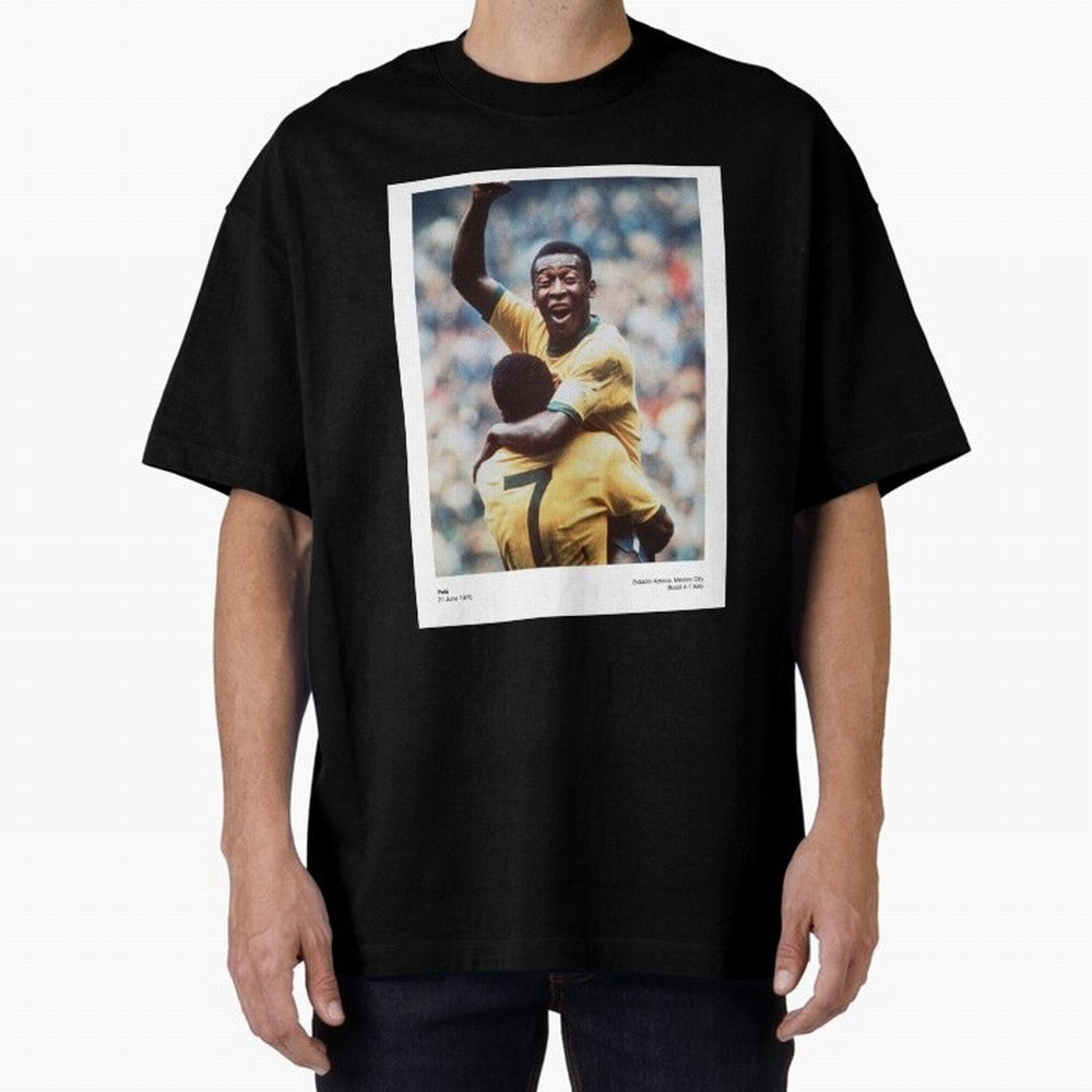 Pele Oversized T-Shirt Honor Football Greatness during FIFA World Cup 2026 Spirit, Driven by Spain, Mbappe and Neymar, Sports Nostalgia, International Competition, Famous Players and Unforgettable Victories; Great for Watch Parties, Sports Bars,