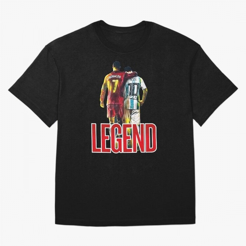 LEGEND MESSI & RONALDO POSTER Oversized T-Shirt Mark FIFA World Cup 2026 Group Stage Spirit, Connected to Brazil, Portugal and Argentina, Mbappe and Neymar, Classic Soccer Heritage, Championship Pressure, Fan Loyalty and International Pride; Made