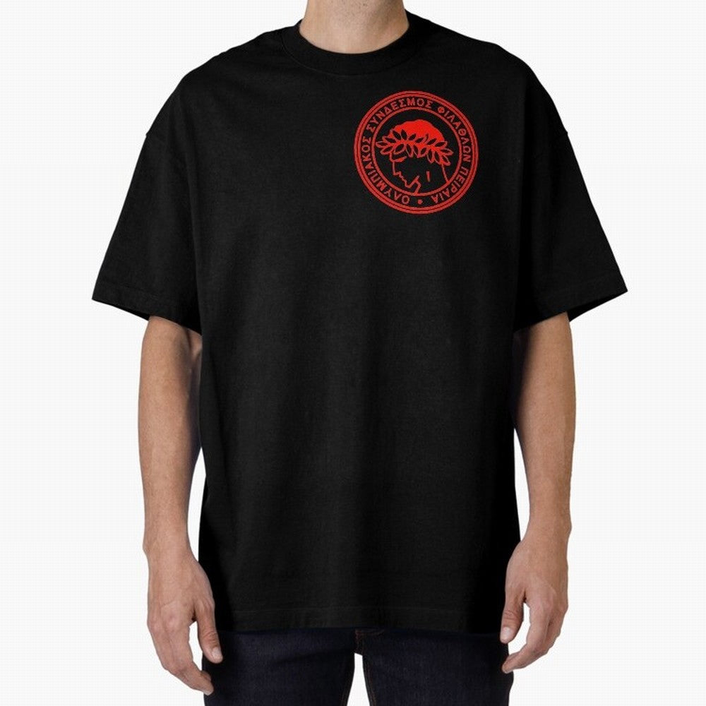Olympiakos FC Oversized T-Shirt Represent Football Lovers during FIFA World Cup 2026 Spirit, Celebrating Portugal, Spain and Germany, Messi, CR7 and Mbappe, Championship Spirit, Famous Goals, Roaring Crowds and International Football Unity; Made