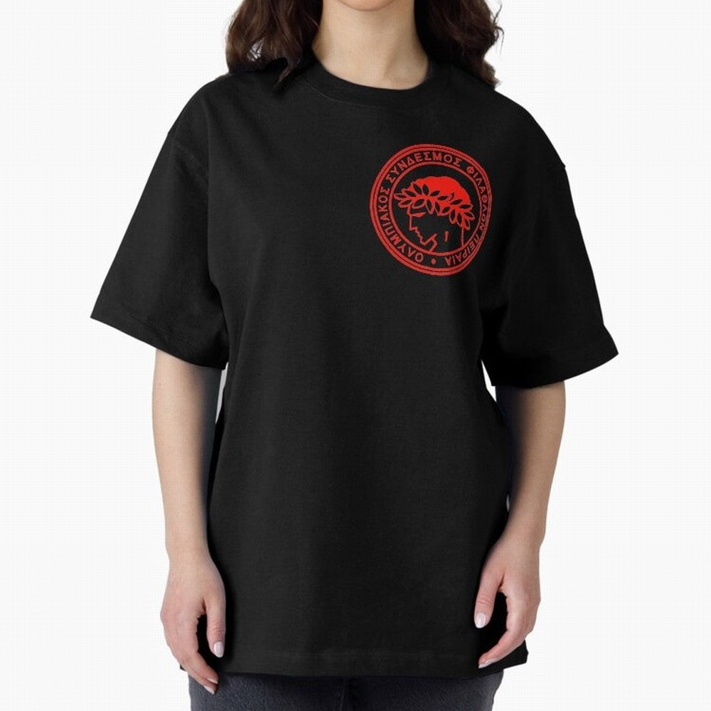 Olympiakos FC Oversized T-Shirt Represent Football Lovers during FIFA World Cup 2026 Spirit, Celebrating Portugal, Spain and Germany, Messi, CR7 and Mbappe, Championship Spirit, Famous Goals, Roaring Crowds and International Football Unity; Made