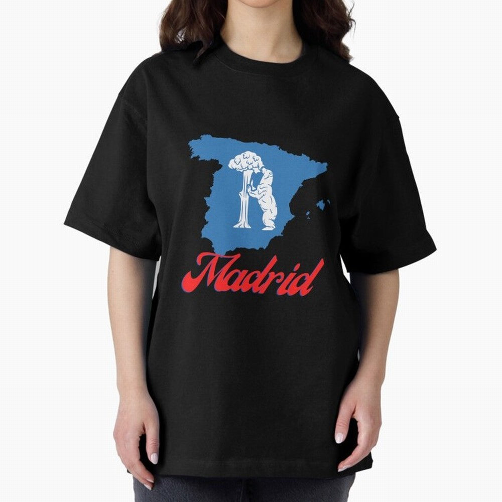 Madrid Bear Strawberry Tree Oversized T-Shirt Represent the Passion of Global Football Passion for FIFA World Cup 2026 USA Canada Mexico, Centered on Haaland, Argentina, Global Supporter Spirit, Legendary Goals, National Colors and Tournament
