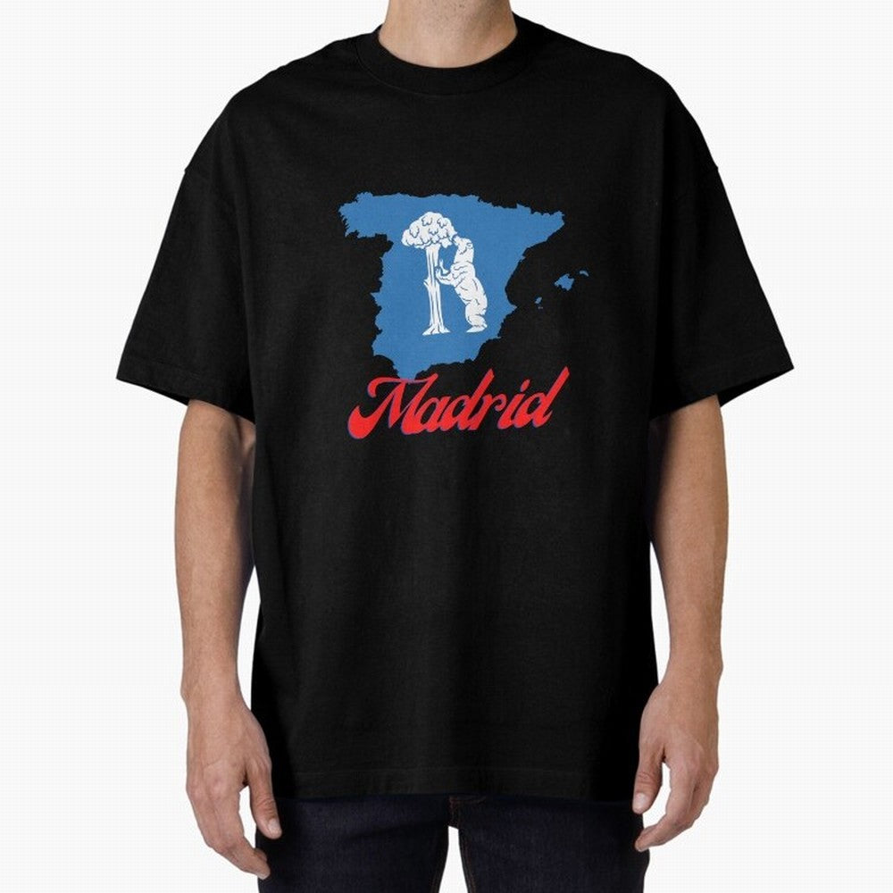 Madrid Bear Strawberry Tree Oversized T-Shirt Represent the Passion of Global Football Passion for FIFA World Cup 2026 USA Canada Mexico, Centered on Haaland, Argentina, Global Supporter Spirit, Legendary Goals, National Colors and Tournament