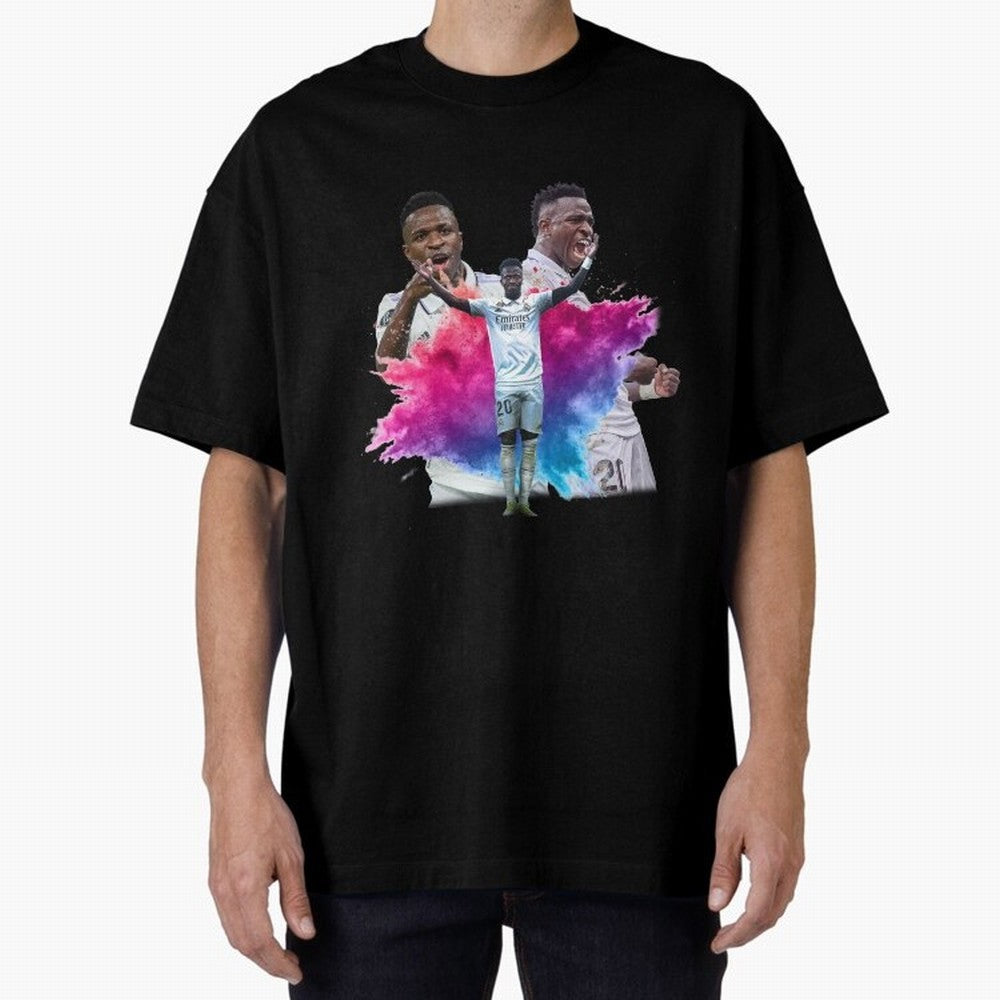Fanart Vinicius Junior Merch Oversized T-Shirt Unlock FIFA World Cup 2026 USA Canada Mexico Spirit, Inspired by Netherlands, Mbappe and Neymar, Retro Football Energy, Iconic Rivalries, Trophy Chase Drama and Stadium Atmosphere; Created for Match