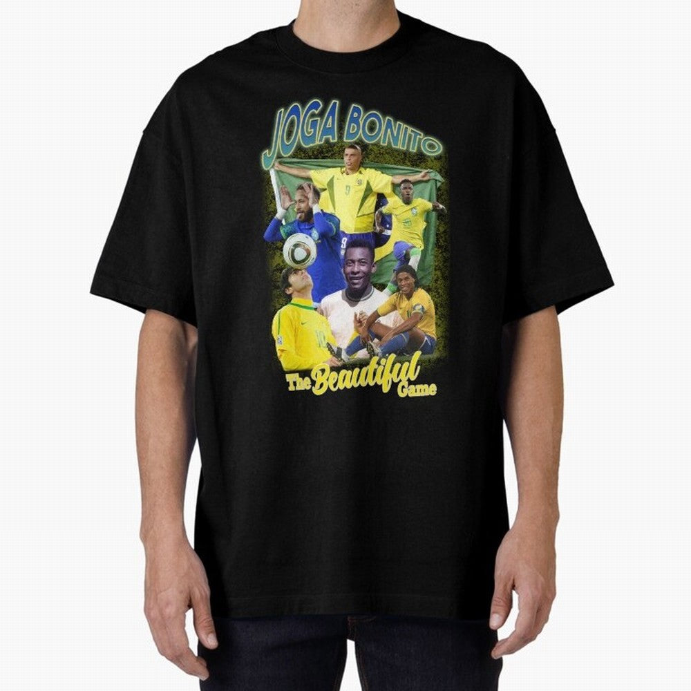 Joga Bonito Brazil Oversized T-Shirt Feel the Trophy Chase of Global Football Passion for FIFA World Cup 2026 Group Stage, with CR7 and Messi, England and Germany, Football Passion, Legendary Performances, Festival Vibes and Supporter Community;