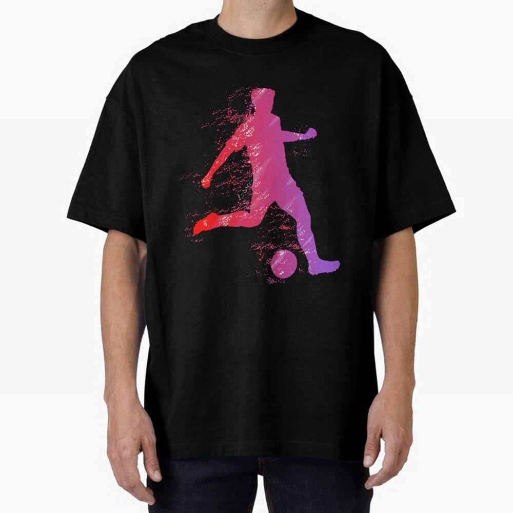 Soccer Player Shoot Oversized T-Shirt Stand Out with Spirit from FIFA World Cup 2026 Group Stage for Fans of Messi, CR7 and Mbappe and England, Bringing Championship Spirit, Famous Goals, Roaring Crowds and International Football Unity; Perfect for