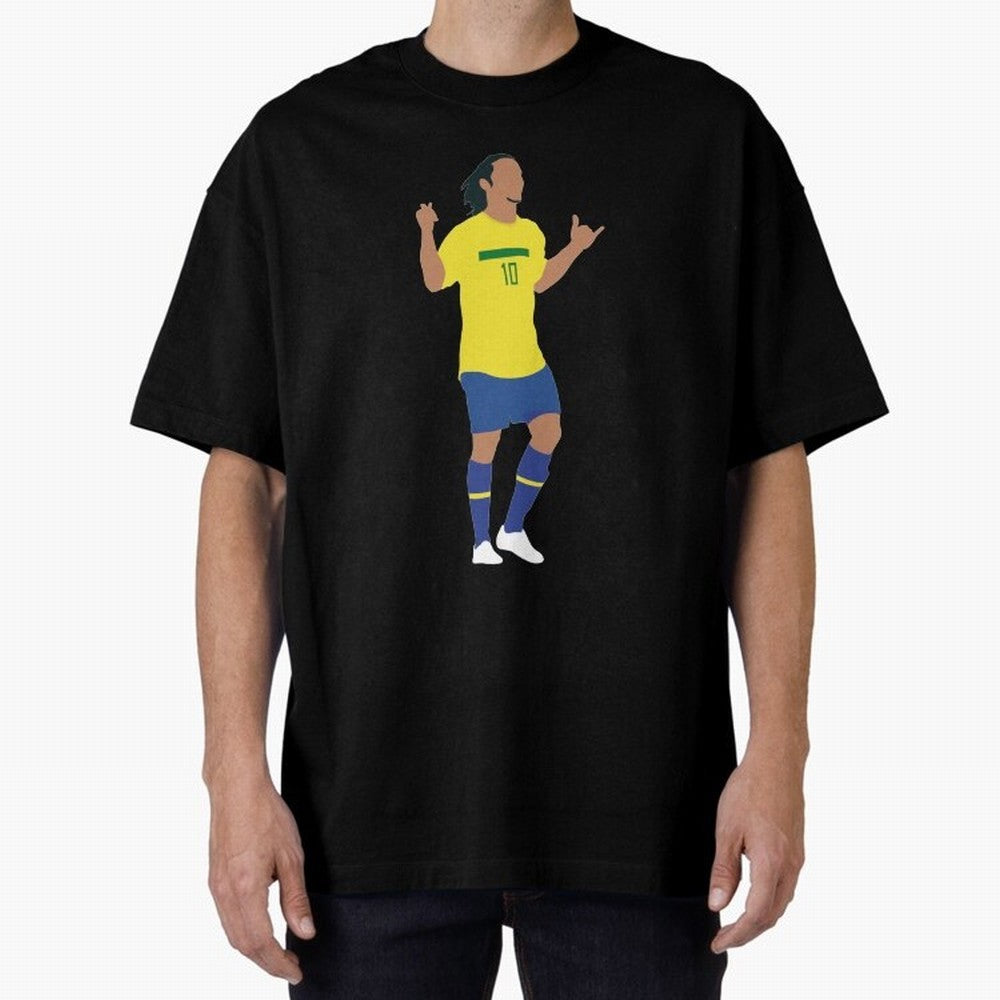 Ronaldinho. Brazil Football. Oversized T-Shirt Follow Every Goal of Match Day Hype around FIFA World Cup 2026, Cristiano Ronaldo, Haaland and CR7, Germany, Game Day Rituals, Football Legends, Country Pride and the Road to the Final; Created for