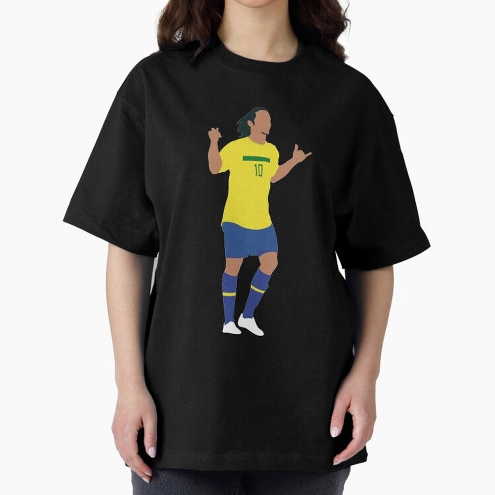 Ronaldinho. Brazil Football. Oversized T-Shirt Follow Every Goal of Match Day Hype around FIFA World Cup 2026, Cristiano Ronaldo, Haaland and CR7, Germany, Game Day Rituals, Football Legends, Country Pride and the Road to the Final; Created for