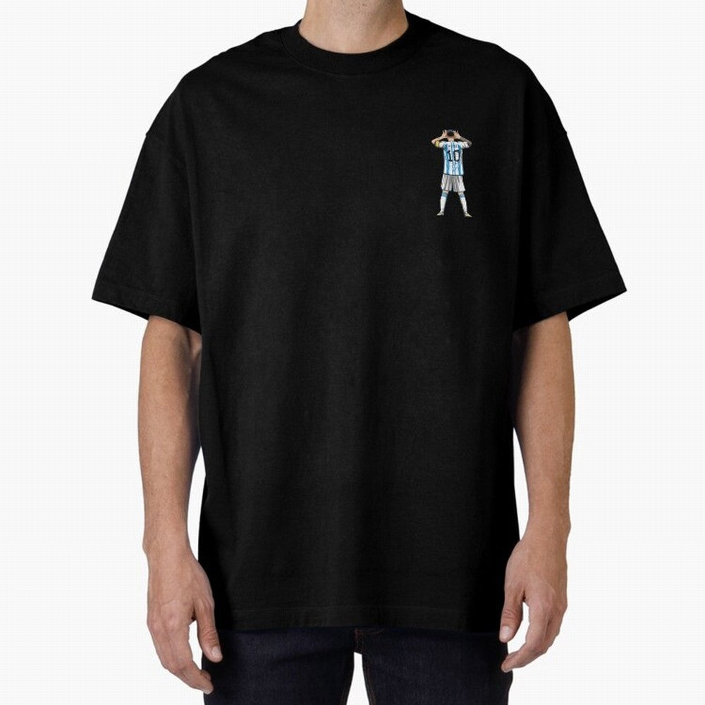 Lionel Messi Oversized T-Shirt Create FIFA World Cup 2026 Group Stage for Fans of Mbappe and Portugal, Spain and Germany, Bringing Retro Football Energy, Iconic Rivalries, Trophy Chase Drama and Stadium Atmosphere; Ideal for Passionate Fans Who