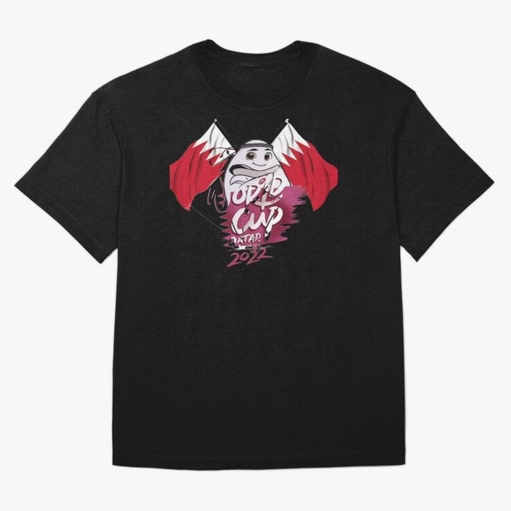 qatar mascot Oversized T-Shirt Represent the Passion of FIFA World Cup 2026 Group Stage Built around CR7 and Messi, Netherlands Energy, Football History, Final Match Energy, Crowd Noise and Once in a Lifetime Moments; Perfect for Supporters Who