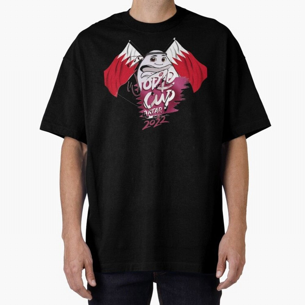 qatar mascot Oversized T-Shirt Represent the Passion of FIFA World Cup 2026 Group Stage Built around CR7 and Messi, Netherlands Energy, Football History, Final Match Energy, Crowd Noise and Once in a Lifetime Moments; Perfect for Supporters Who