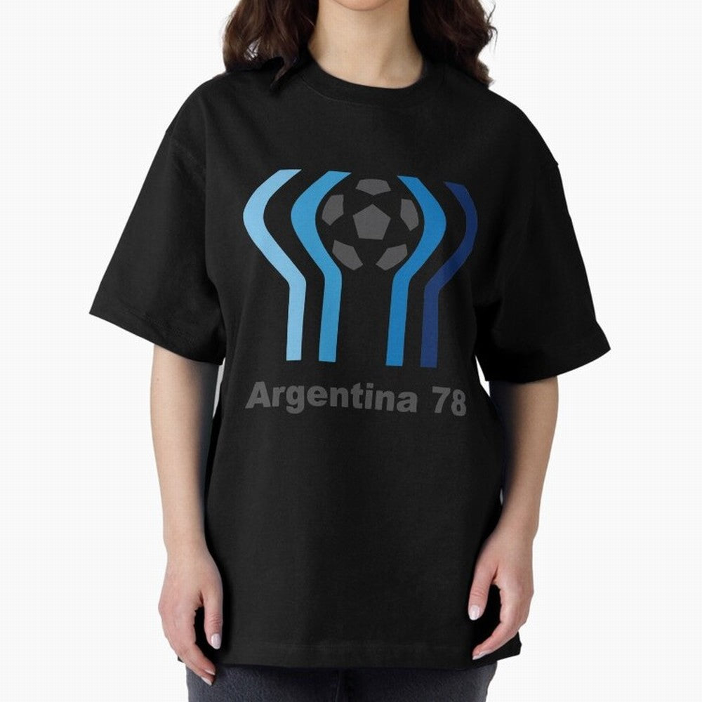 Retro Word Cup Logo1 Oversized T-Shirt Support FIFA World Cup 2026 for Fans of Messi and Argentina and Brazil, Bringing Vintage Soccer Flavor, Modern Football Stars, National Flags and Final Night Emotion; Great for Supporters Who Love Legendary