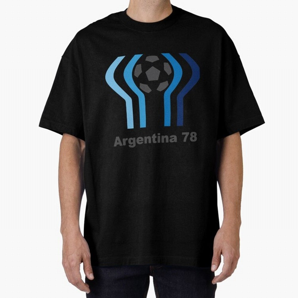 Retro Word Cup Logo1 Oversized T-Shirt Support FIFA World Cup 2026 for Fans of Messi and Argentina and Brazil, Bringing Vintage Soccer Flavor, Modern Football Stars, National Flags and Final Night Emotion; Great for Supporters Who Love Legendary