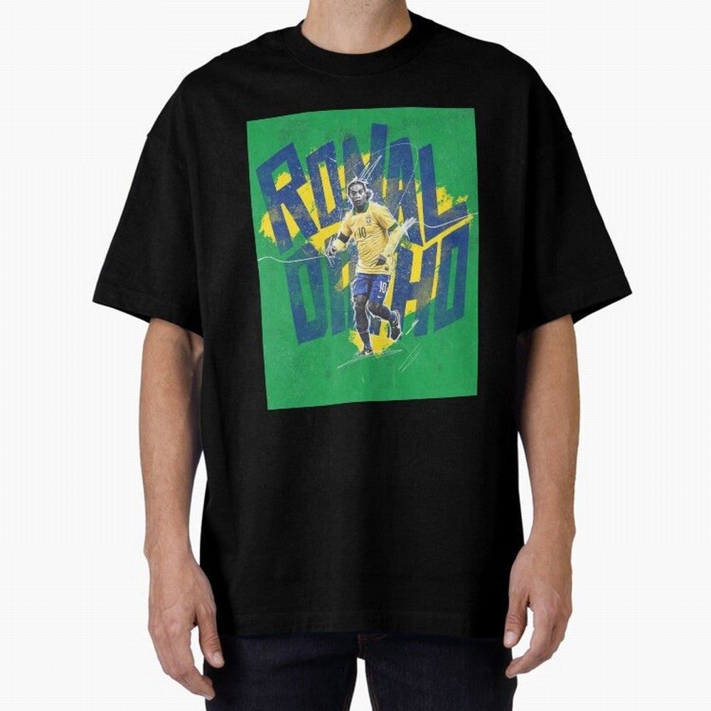 Wallpaper Ronaldinho Art Oversized T-Shirt Bring Bold Fan Energy to FIFA World Cup 2026 USA Canada Mexico for Fans of Cristiano Ronaldo and Spain, Bringing Retro Football Energy, Iconic Rivalries, Trophy Chase Drama and Stadium Atmosphere; Ideal