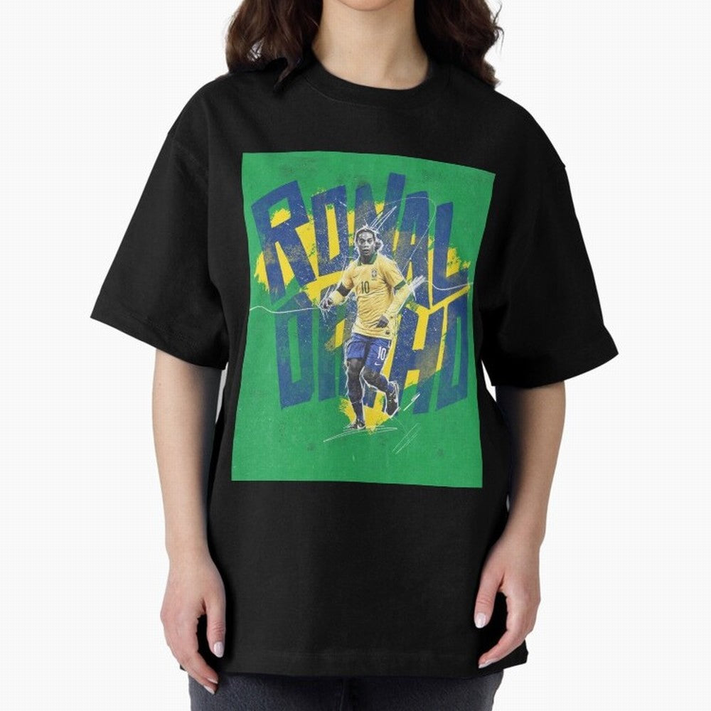 Wallpaper Ronaldinho Art Oversized T-Shirt Bring Bold Fan Energy to FIFA World Cup 2026 USA Canada Mexico for Fans of Cristiano Ronaldo and Spain, Bringing Retro Football Energy, Iconic Rivalries, Trophy Chase Drama and Stadium Atmosphere; Ideal