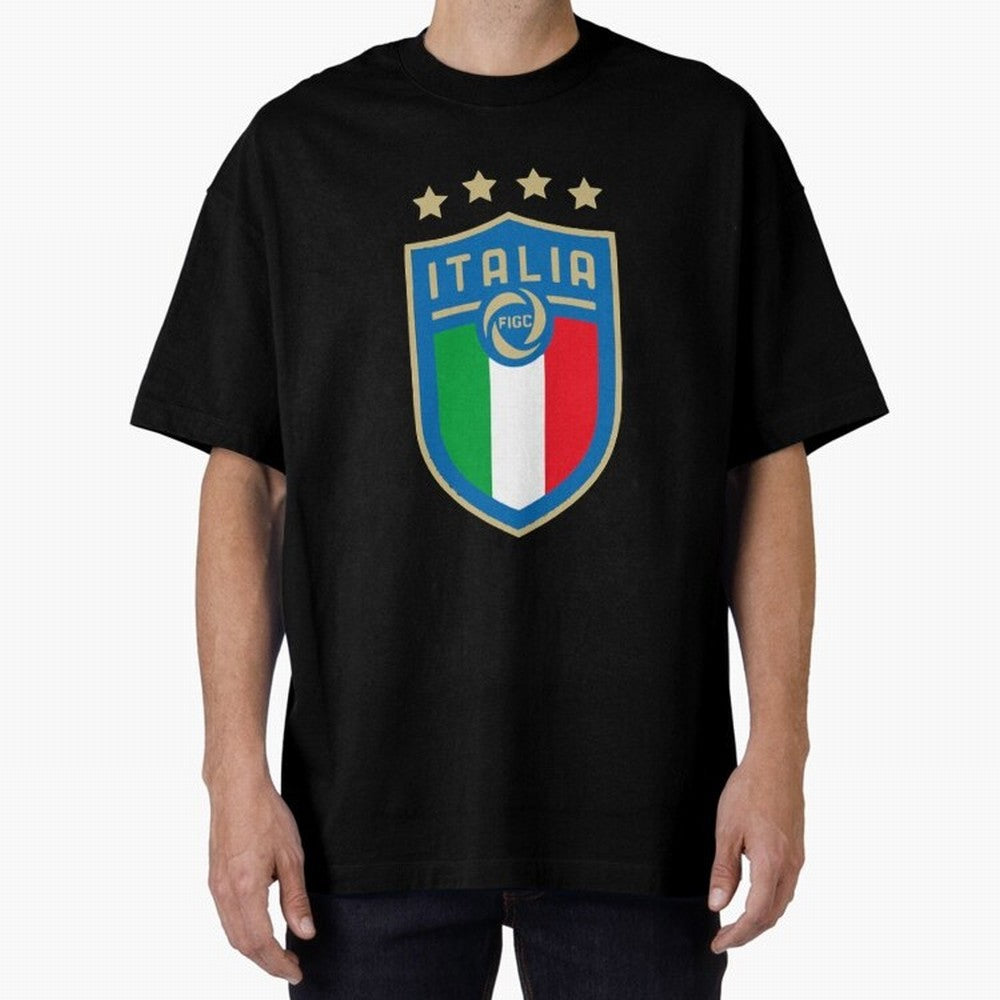 Italy Emblem Oversized T-Shirt Celebrate Rivalries and Pride in Match Day Hype around FIFA World Cup 2026, Messi, CR7 and Mbappe, Portugal, Spain and Germany, Stadium Memories, Football Loyalty, International Chants and Championship Tradition;
