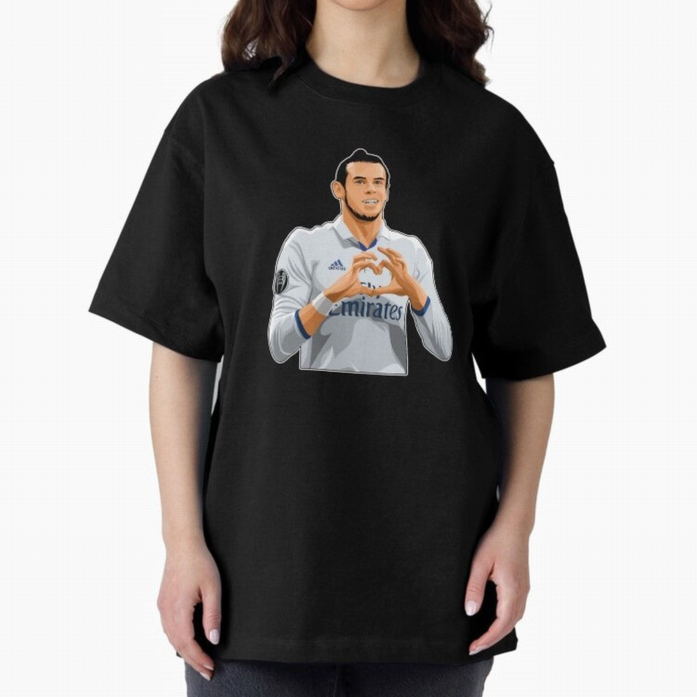 Gareth Bale Love Sign Celebration Oversized T-Shirt Honor Football Greatness during Match Day Hype around FIFA World Cup 2026 Group Stage, Cristiano Ronaldo, Haaland and CR7, Portugal, Spain and Germany, Champion Mindset, Group Stage Buzz, Knockout