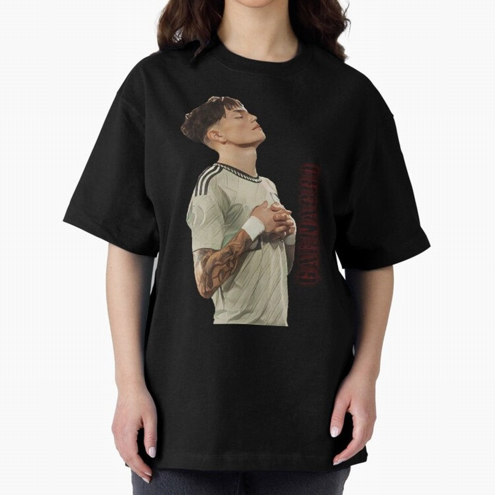 Alejandro Garnacho Oversized T-Shirt Bring World Football Passion into FIFA World Cup 2026 USA Canada Mexico for Fans of Cristiano Ronaldo, Haaland and CR7 and Argentina and Brazil, Bringing Vintage Soccer Flavor, Modern Football Stars, National