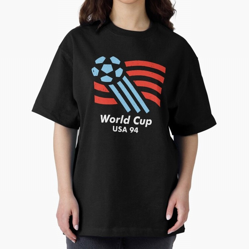 World Cup USA 94 Oversized T-Shirt Bring Supporter Culture to FIFA World Cup 2026 for Fans of Messi, CR7 and Mbappe and England, France and Netherlands, Bringing Vintage Soccer Flavor, Modern Football Stars, National Flags and Final Night Emotion;
