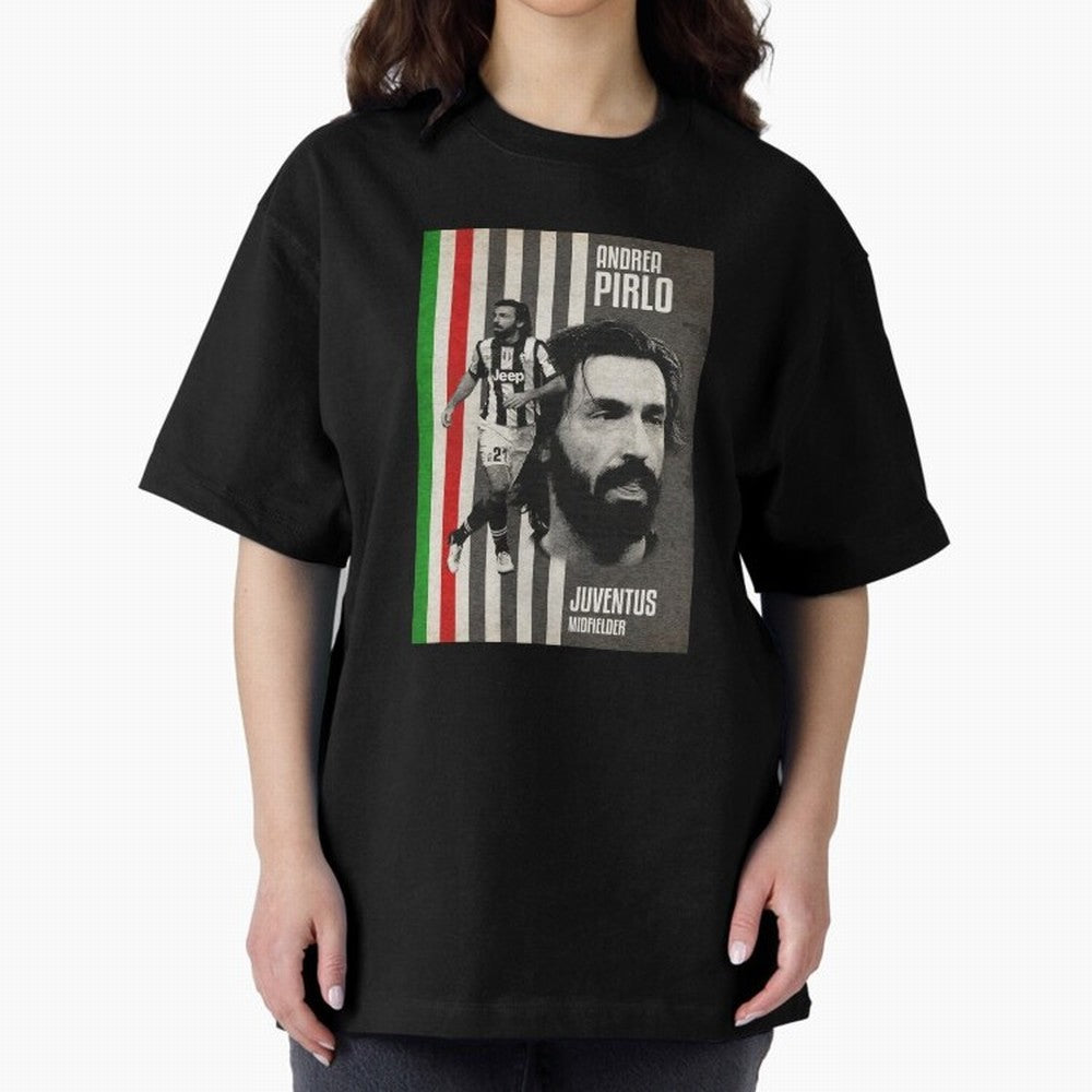 andrea pirlo juventus midfielder Oversized T-Shirt Honor Football Greatness during FIFA World Cup 2026 USA Canada Mexico Connected to Messi and Cristiano Ronaldo, Spain and Netherlands Energy, Football Festival Excitement, Trophy Ambitions, Country
