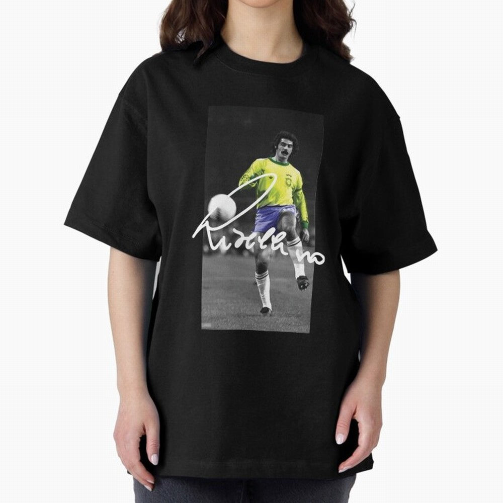 Rivelino FOOTBALL LEGENDS Oversized T-Shirt Capture Stadium Memories from Match Day Hype around FIFA World Cup 2026, CR7, France, Championship Spirit, Famous Goals, Roaring Crowds and International Football Unity; Ideal for Fans Who Follow Messi,