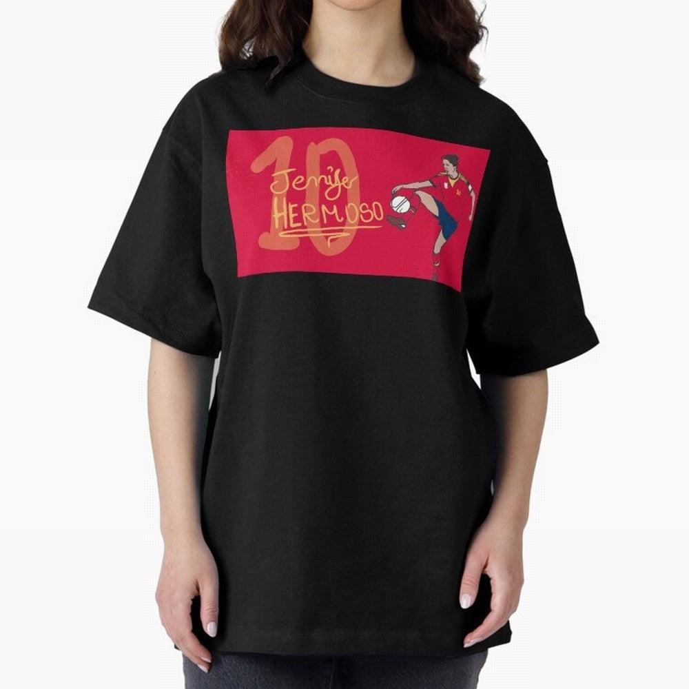 Jennifer Hermoso Oversized T-Shirt Follow the Final Road of the FIFA World Cup 2026 USA Canada Mexico Journey through Haaland and Mbappe Highlights, Brazil Pride, Football Passion, Legendary Performances, Festival Vibes and Supporter Community;