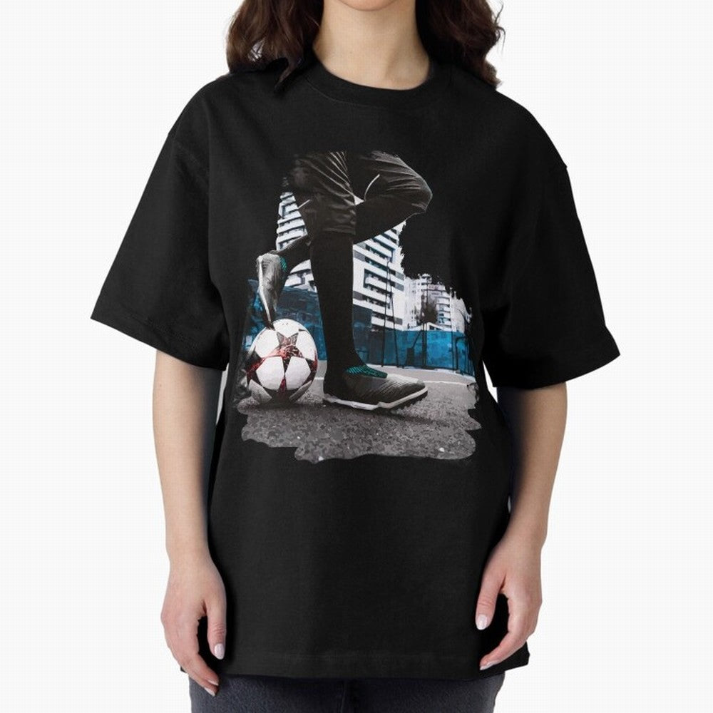 Street Soccer in my Hood Oversized T-Shirt Make the Season About Global Football Passion for FIFA World Cup 2026 USA Canada Mexico, Featuring Messi, CR7 and Mbappe, Argentina, France and Brazil, Championship Spirit, Famous Goals, Roaring Crowds and