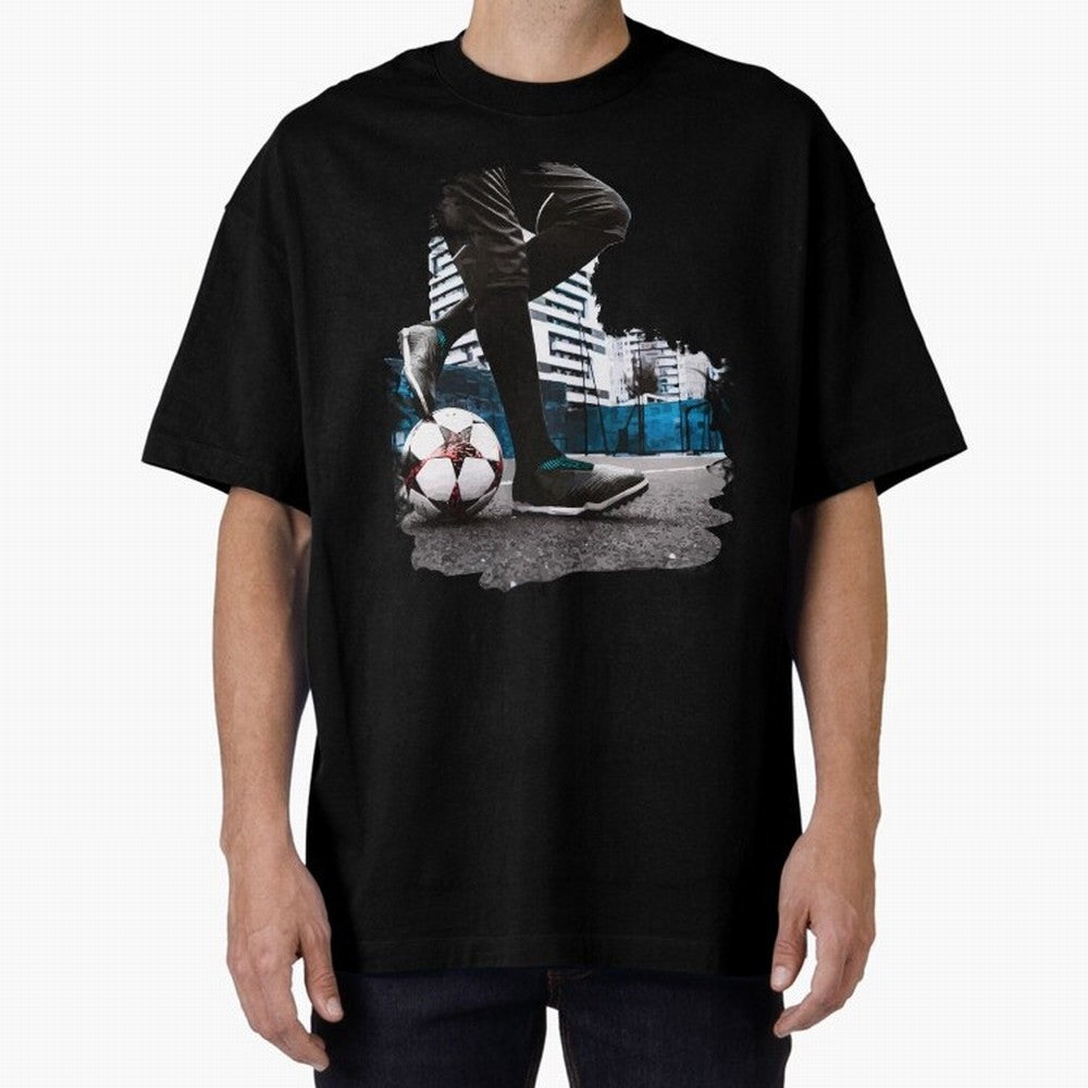 Street Soccer in my Hood Oversized T-Shirt Make the Season About Global Football Passion for FIFA World Cup 2026 USA Canada Mexico, Featuring Messi, CR7 and Mbappe, Argentina, France and Brazil, Championship Spirit, Famous Goals, Roaring Crowds and