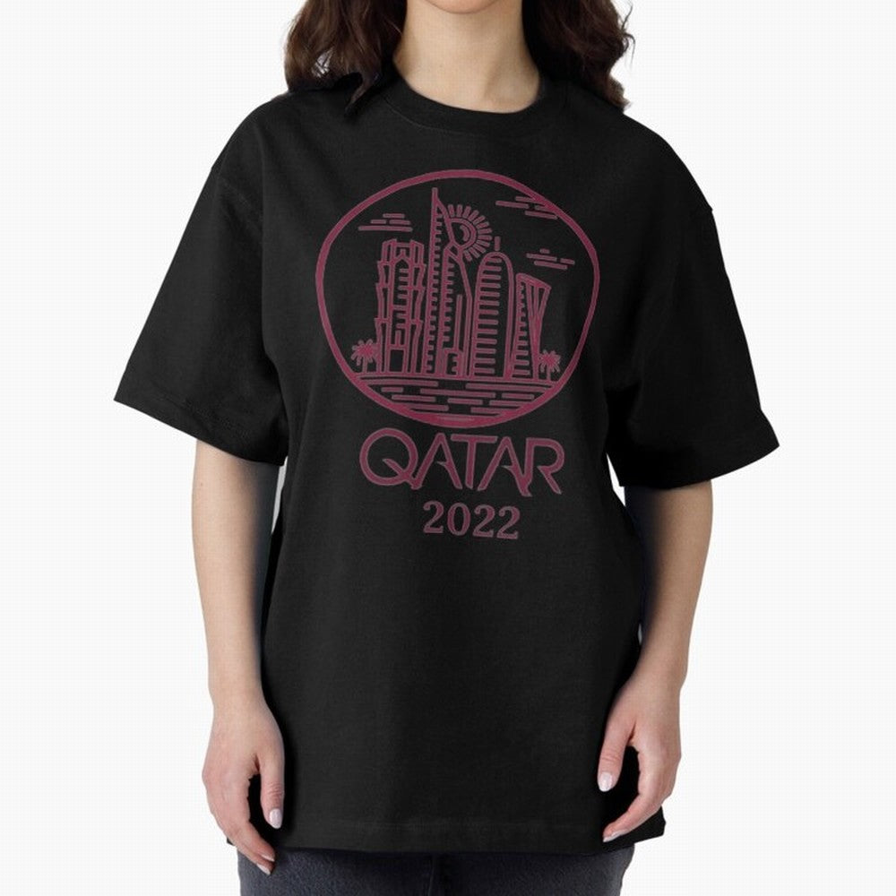 Qatar Welcome Oversized T-Shirt Discover Match Day Hype around FIFA World Cup 2026 USA Canada Mexico, CR7, England, Stadium Chants, National Pride, Trophy Dreams and Unforgettable Football Memories; Ideal for Football Dads, Football Moms, Friends,