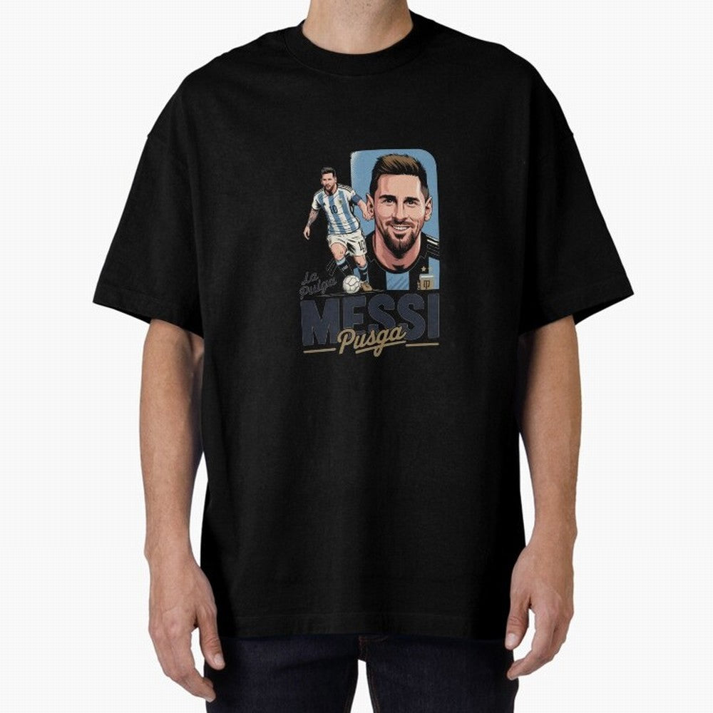 Lionel Messi Argentinian La Pulga Oversized T-Shirt Honor Football Greatness during the FIFA World Cup 2026 Journey through CR7 Highlights, Germany Pride, Match Day Excitement, Supporter Culture, Golden Goals and Global Football Passion; Made for