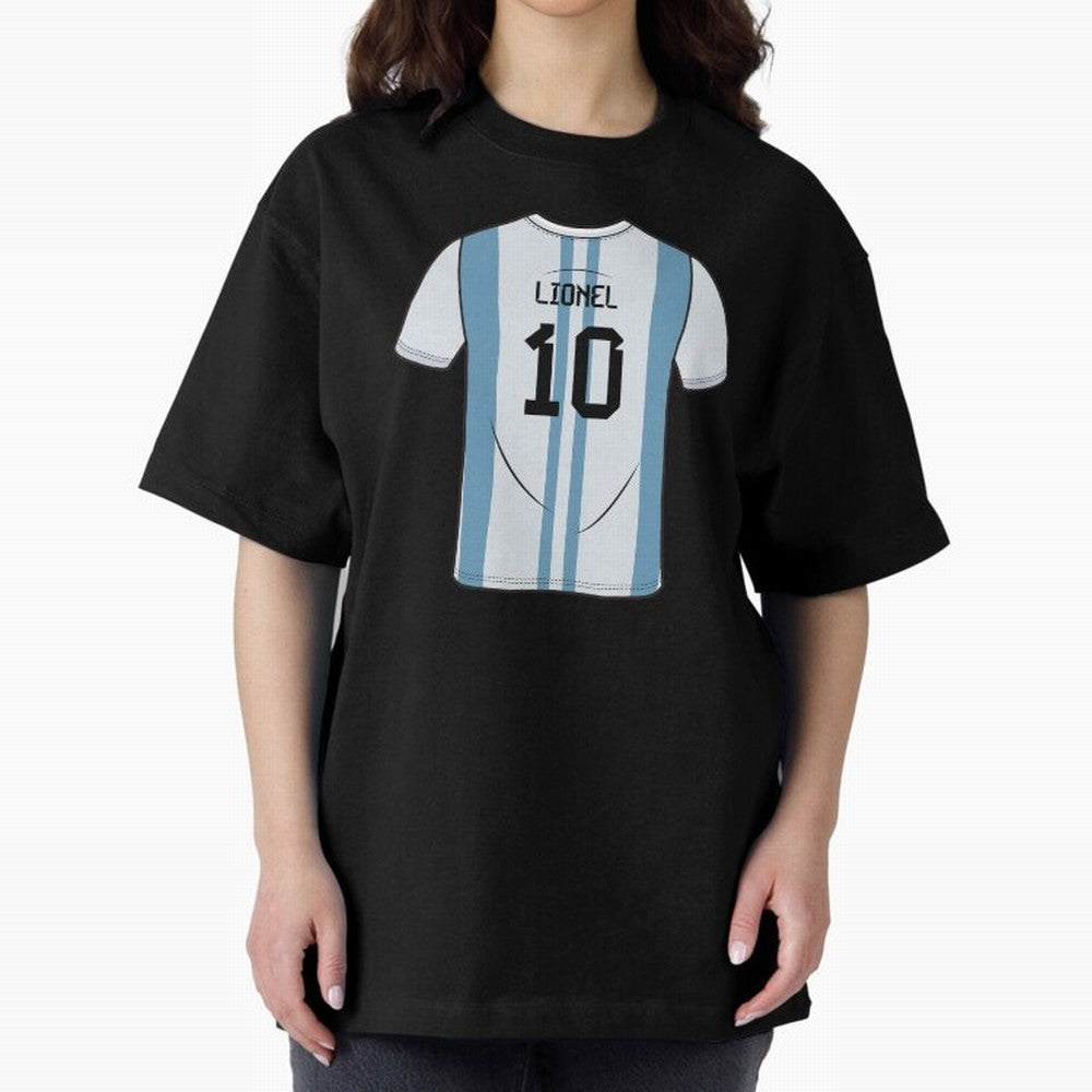 LeoMessi Jersey Illustration 2022 Oversized T-Shirt Carry the Dream of FIFA World Cup 2026 USA Canada Mexico Celebrating Neymar, Brazil, Portugal and Argentina Energy, Worldwide Fan Energy, Dramatic Goals, Stadium Lights and Championship
