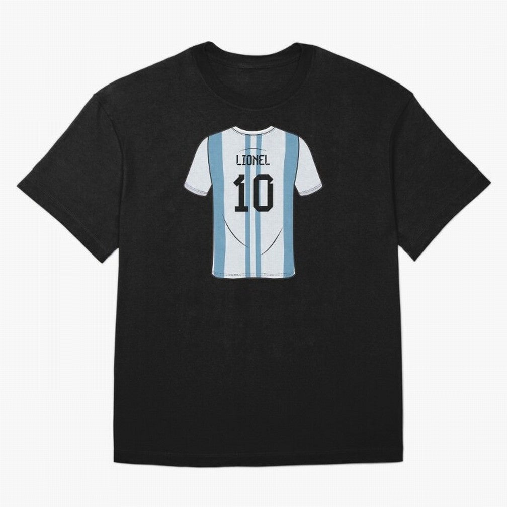 LeoMessi Jersey Illustration 2022 Oversized T-Shirt Carry the Dream of FIFA World Cup 2026 USA Canada Mexico Celebrating Neymar, Brazil, Portugal and Argentina Energy, Worldwide Fan Energy, Dramatic Goals, Stadium Lights and Championship