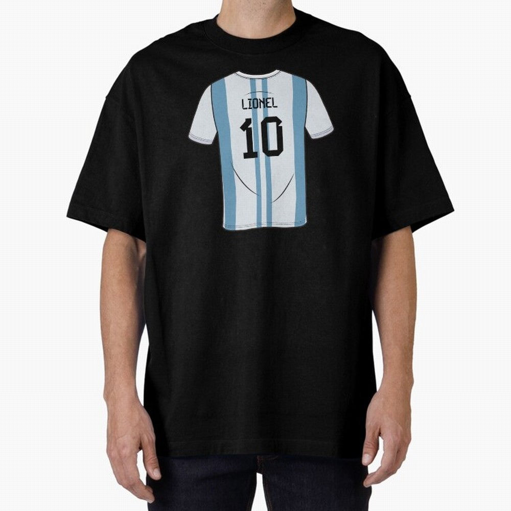 LeoMessi Jersey Illustration 2022 Oversized T-Shirt Carry the Dream of FIFA World Cup 2026 USA Canada Mexico Celebrating Neymar, Brazil, Portugal and Argentina Energy, Worldwide Fan Energy, Dramatic Goals, Stadium Lights and Championship